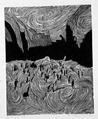 Youri Messen-jaschin: 'Planete Folle New York', 1972 Woodcut, Undecided. xylography 1/ 15(r) 1972 by Prolitteris Po. Box CH. - 8033 Zurich(c) 1972 by Youri Messen- Jaschin Switzerland...