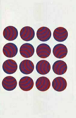 Youri Messen-jaschin: 'Red Blue', 1966 Tempera Painting, Optical. Gouache on paper(r) 1966. by ProLitteris PO. Box  CH- 8033 Zurich (c) 1966 by Youri Messen- Jaschin Switzerland ...