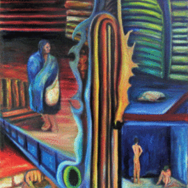 Eduardo Diaz: 'Border virgin', 2005 Oil Painting, Culture. 