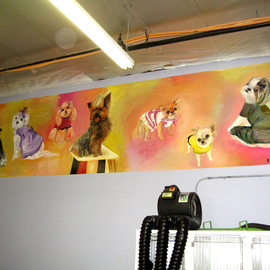 Eduardo Diaz: 'Mural', 2009 Mixed Media, Dogs. Artist Description:  Mural in beuty salon for dogs, Acrylic ...