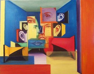 Artist: Eduardo Diaz - Title: Squared head - Medium: Oil Painting - Year: 2001