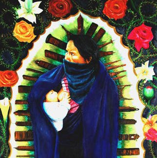 Eduardo Diaz: 'Zapatista virgin with child', 2002 Oil Painting, Culture. 