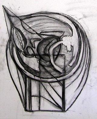 Eduardo Diaz: 'angulos', 2004 Charcoal Drawing, Architecture. 