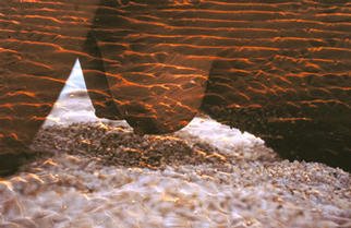Micha Nussinov: 'Body waves', 1995 Color Photograph, nudes. Photo montage, female body with tidal waves at sunset, Frazer Island Australia...
