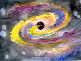 Artist: Michael Le Mmon - Title: watercolor galaxy center - Medium: Watercolor - Year: 2017