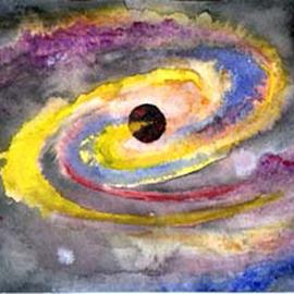 watercolor galaxy center By Michael Le Mmon