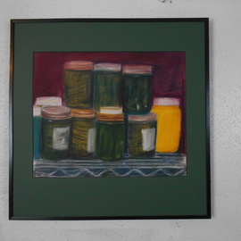 Michael Ashcraft: 'pickles', 2015 Pastel, Representational. Artist Description:    still life of canning jars   ...