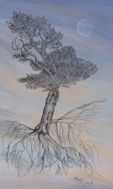 Artist Michael Rusch. 'Lone Tree' Artwork Image, Created in 1998, Original Printmaking Giclee. #art #artist