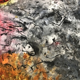 Michael Schaffer: 'Battle', 2020 Mixed Media, Abstract. Artist Description: This abstract is a nod to cave painting by our ancient ancestors. ...