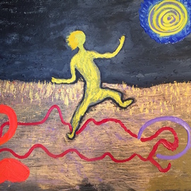 Michael Schaffer: 'Dancing in the Moonlight', 2004 Acrylic Painting, Abstract Figurative. Artist Description: A dream I had. I represent the love of feeling free that we all strive to experience. ...