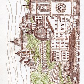 Mikhail Kolomeytsev: 'ancona', 2021 Pen Drawing, Architecture. Artist Description: ink and colour pencil on paper...