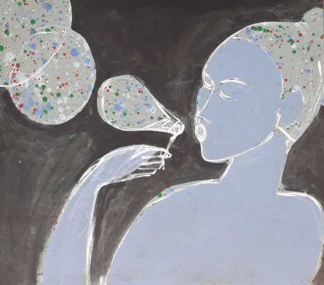 Artist Michele Vargas. 'The Girl Making Bubbles' Artwork Image, Created in 2019, Original Painting Other. #art #artist