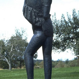 Mihail Simeonov Artwork Young woman exposed to wind, 1989 Bronze Sculpture, Figurative