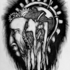 Mihai Manea: 'THE TIME', 2017 Ink Drawing, Surrealism. Artist Description: Original artworkBlack ink on acid free cardboard.Dimensions 40 x 30 x 0. 1 inches...