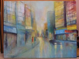 Sinisa Mihajlovic: ' Gradska ulica  City  street ', 2015 Oil Painting, Life. city, cityscape, oil on canvas, street 2015 poslepodne, ...