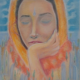 Milen Boqnov: 'portrait on cardboard', 2015 Pastel, Portrait. Artist Description:        portrait, pastel, girl, woman, spiritual, cardboard          ...