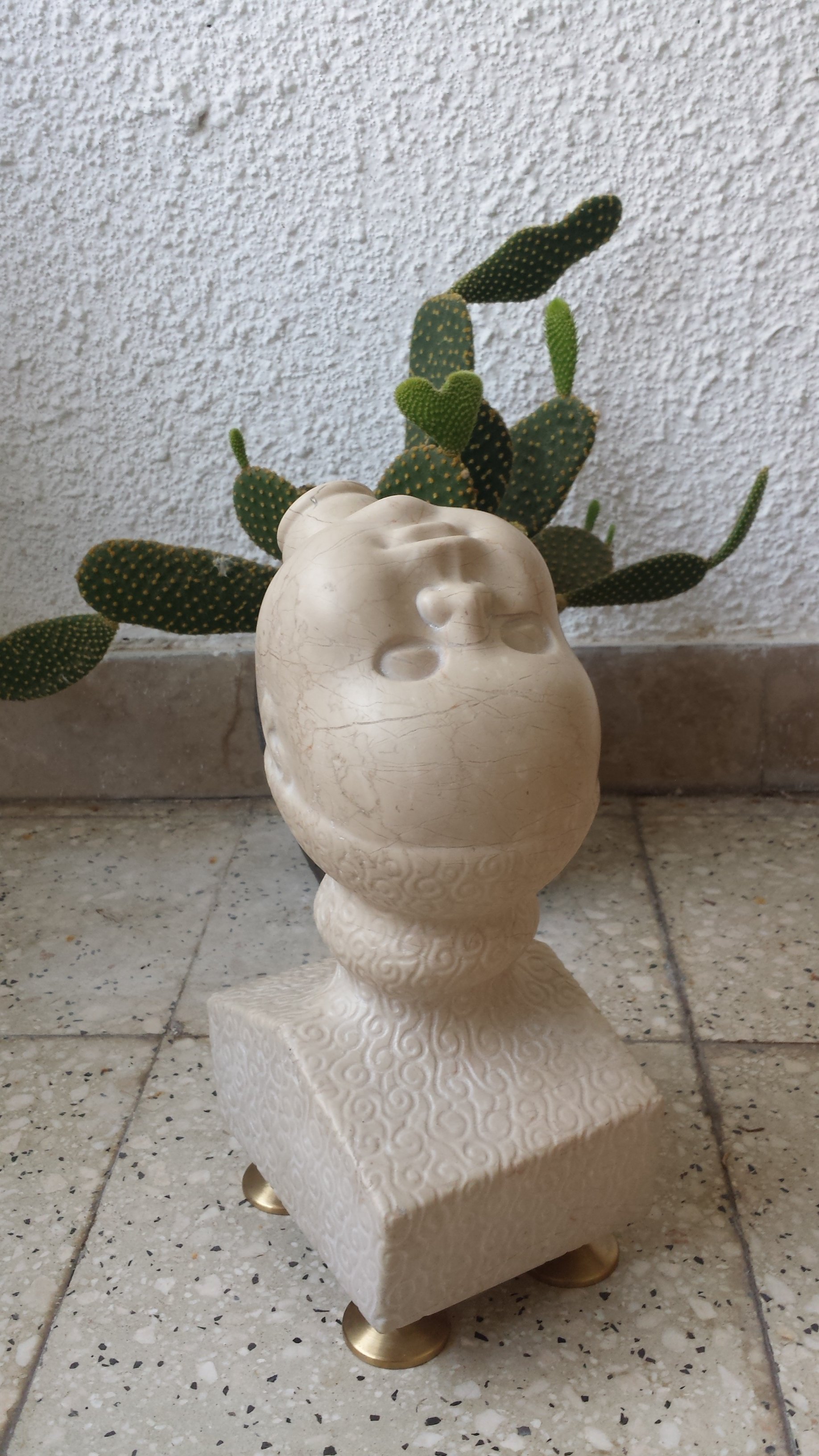 Milija Stojanovic: 'dreamer', 2015 Stone Sculpture, Figurative. Dreamer, h- 29cm, stone, brass2015. ...
