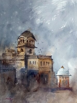Milind Bhanji: 'bundi palace 01 india', 2021 Watercolor, Conceptual. India palace...