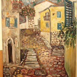 Milica Markovic Rajcevic: 'kotor old town', 2017 Oil Painting, Architecture. Artist Description: Scene from old town, Kotor. Last night, last year...