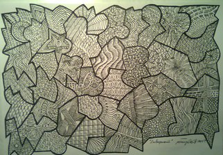 Miodrag Misko Petrovic: 'Labirint', 2014 Pencil Drawing, Abstract.  Game of my imagination            ...