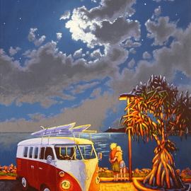 Michael Jones: 'Romance of the Stoned', 2014 Acrylic Painting, Holidays. Artist Description:          Retro caravan series, Bill and Sheila on holidays.         ...