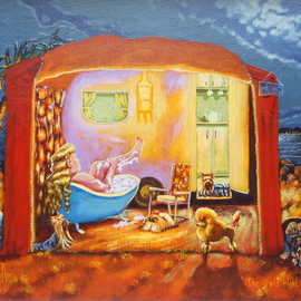 Michael Jones: 'The Girls Night In', 2014 Acrylic Painting, Holidays. Artist Description:         Retro caravan series, Bill and Sheila on holidays.        ...