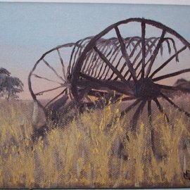 Michael Slattery: 'Till Morning', 2008 Oil Painting, Landscape. Artist Description:  An old piece of farm equipment on my aunt's ranch early in the morning. ...