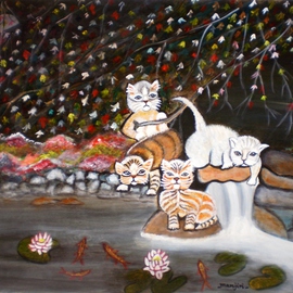 Manjiri Kanvinde: 'Cats in the Wild II', 2012 Acrylic Painting, Animals. Artist Description:   Painting: Acrylic and WatercolorSize: 16 H x 20 W x 0. 1 inMedium: Acrylic on canvasSize: 20 x 16 inches ...