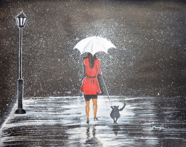 Artist Manjiri Kanvinde. 'Stroll In The Rain' Artwork Image, Created in 2014, Original Painting Other. #art #artist