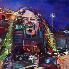 Michael Todd Longhofer: 'Diamond Daryl of Pantera', 2008 Acrylic Painting, Abstract Figurative. Artist Description:  I painted this portrait for a show in downtown Dallas. ...