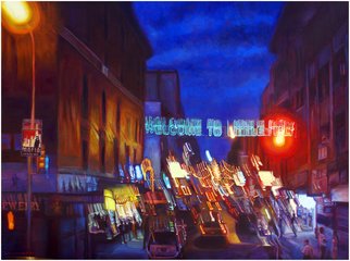Michael Todd Longhofer: 'Warped Turf', 2009 Oil Painting, Cityscape.  Little Italy in New York Distortion SeriesMafia Parking Only baby! ...