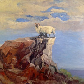 Michelle Mendez: 'Black Faced Scottish Sheep', 1997 Oil Painting, Animals. Artist Description:  Landscape   Seascape  Isle of Iona, oil on canvas    ...