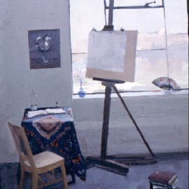 Michelle Mendez: 'Studio', 1990 Oil Painting, Interior. Artist Description:  Painting of my studio. On permenant loan and I'd like to have it back.       ...