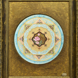 Mohammad Khazaei: 'shamse', 2014 Other Painting, Mandala. Artist Description: Gilding currently means to draw beautiful patterns of plants or geometrical shapes on the margins of books. At the beginning, golden color was used in this art and this is why they called it aEURoetazhibaEUR  gilding . Other colors like azure, blue, green, vermilion, and turquoise have also been ...