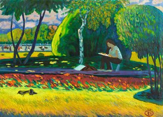 Moesey Li: 'In the plein air', 2009 Oil Painting, Landscape.  realism, landscape, artist, trees, birds...