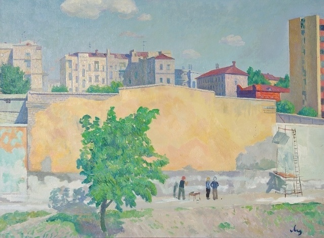 Moesey Li  'Urban Landscape', created in 1979, Original Painting Oil.