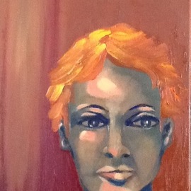 Marilia Lutz: 'reds', 2020 Oil Painting, Portrait. Artist Description: Portrait of a young woman...