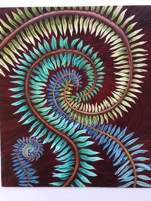 Monica Puryear: 'plantopia number two', 2019 Oil Painting, Botanical. This second piece in a series is my vision of one of my favorite plants, the fern. ...