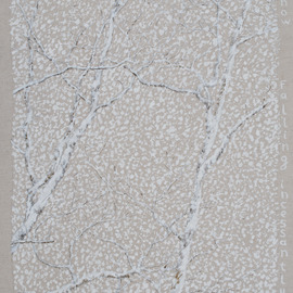 Guy Octaaf Moreaux: 'Haiku Snow', 2005 Acrylic Painting, nature. Artist Description: There is neither heaven nor earth/ Only snow/ Falling incessantly/Haiku from Hashin.Acrylic on canvas....