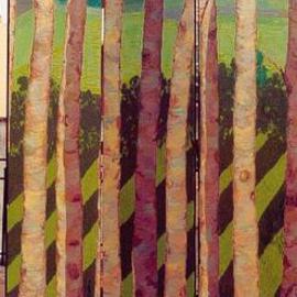 Guy Octaaf Moreaux: 'SCREENEUCALYPTUSINTHEPAMPA', 2001 Oil Painting, nature. Artist Description: Three panels of stretched canvas, painted with acrylic and oilpaint.  Each measures 200 cm x 45 cm ( 78. 7 x 17. 7 inches) .A summer morning view of the Pampa through eucalytus trees....