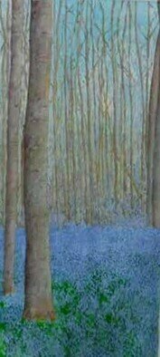 Guy Octaaf Moreaux: 'spring in halle', 2023 Oil Painting, Nature. Blue hyacints bloom for a forthnight every month of April in forrests in central Belgium. In Halle is the most spectacular show, it is so short lived but amazingly beautiful.Oilpaint on canvas. ...