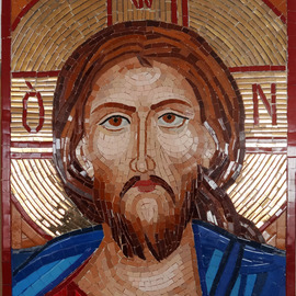 Diana  Donici: 'Jesus Byzantine Icon ', 2014 Mosaic, Biblical. Artist Description:  Religious work made in mosaic tehnique out of glass, with use of real 24k golden glass.  ...