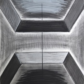 Mircea  Popescu: 'Vertical I', 2014 Charcoal Drawing, Abstract. Artist Description:                  Abstract, Postmodern, Minimalism,            Postmodern, Minimalism, Mixed media               Wood and plaster              ...