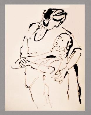 Mikhail Priorov: 'A Woman with Her Child', 2013 Other Drawing, undecided.    Man with a Horse  ...