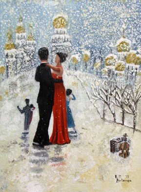 Rosa Protopapa: 'tango sotto la neve', 2019 Encaustic Painting, Scenic. 