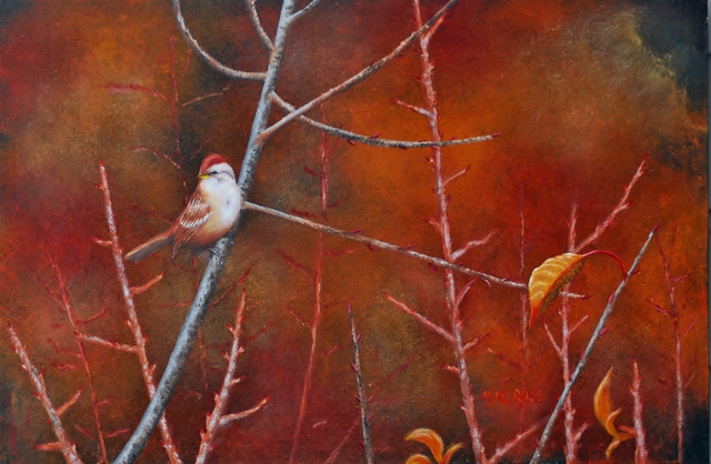 Artist Mike Ross. 'Tree Sparrow' Artwork Image, Created in 2015, Original Painting Oil. #art #artist