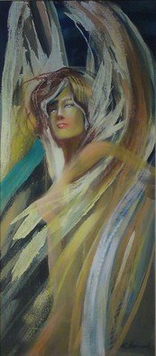 Rafal Mruszczak: 'angel', 2017 Oil Painting, Ethereal. Keywords: wings, woman, celestial, angel, feathers, heaven...