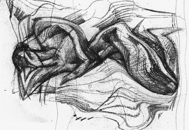 Saeed Kureshi  'Reclining Woman', created in 2011, Original Drawing Pen.
