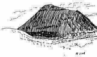 Michael Garr: 'Cinder Cone', 2004 Pen Drawing, Landscape.  Done during a climb of Mt.  Etna in Sicily ...