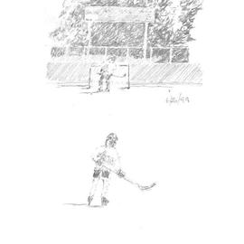 Michael Garr: 'roller kids', 1999 Pencil Drawing, Children. Artist Description:  Local kids playing organized roller hockey in the summer ...